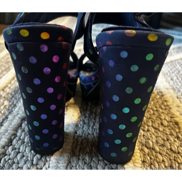 Rocket Dog Navy Iridescent Polka Dot Platform Heels Size 8 NWOT or box - Picture 3 of 7